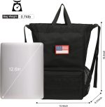 ATRIPACK Tactical Drawstring Backpack, Water-Resistant Swim Bag String Bag Sandproof Beach Backbag American Flag Cinch Sack Bookbag for Men Women Boys Girls Basketball,Swim, Gym, Sports (Black) - Image 7